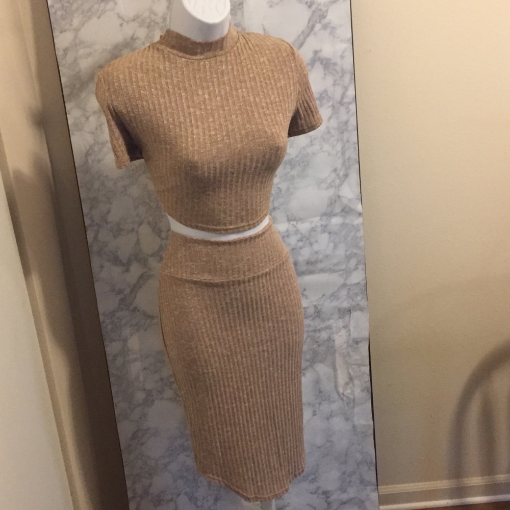 2 pcs skirt and cropped top
